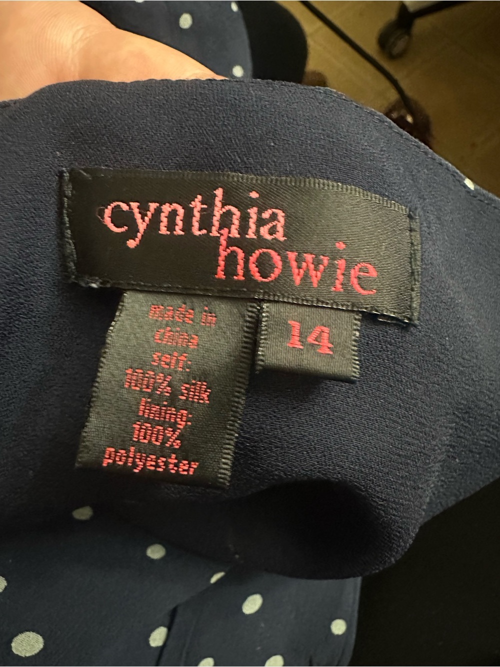 Cynthia Howie Navy Polka Dot Sleeveless Maxi Dress - Picture 2 of 2